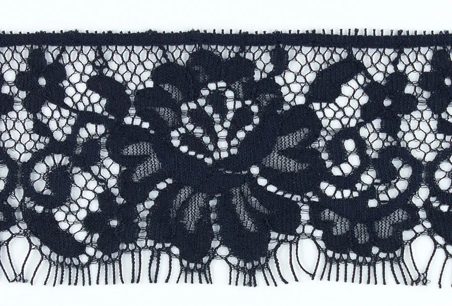 2" Black Raschel Lace