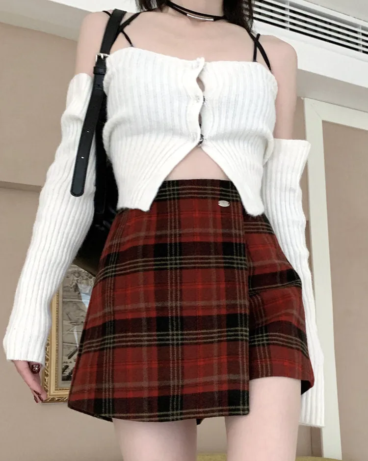 About A Girl Grunge Plaid Wrap Skirt