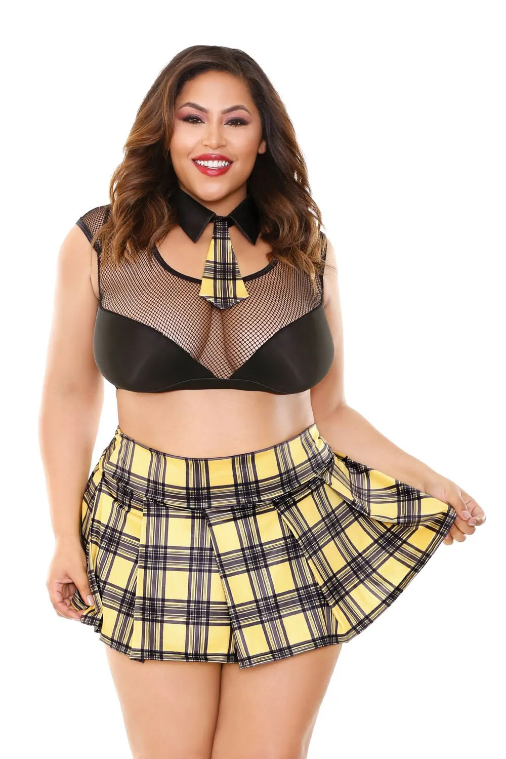 As if School Girl Costume Set - Black/ Yellow -  1x2x