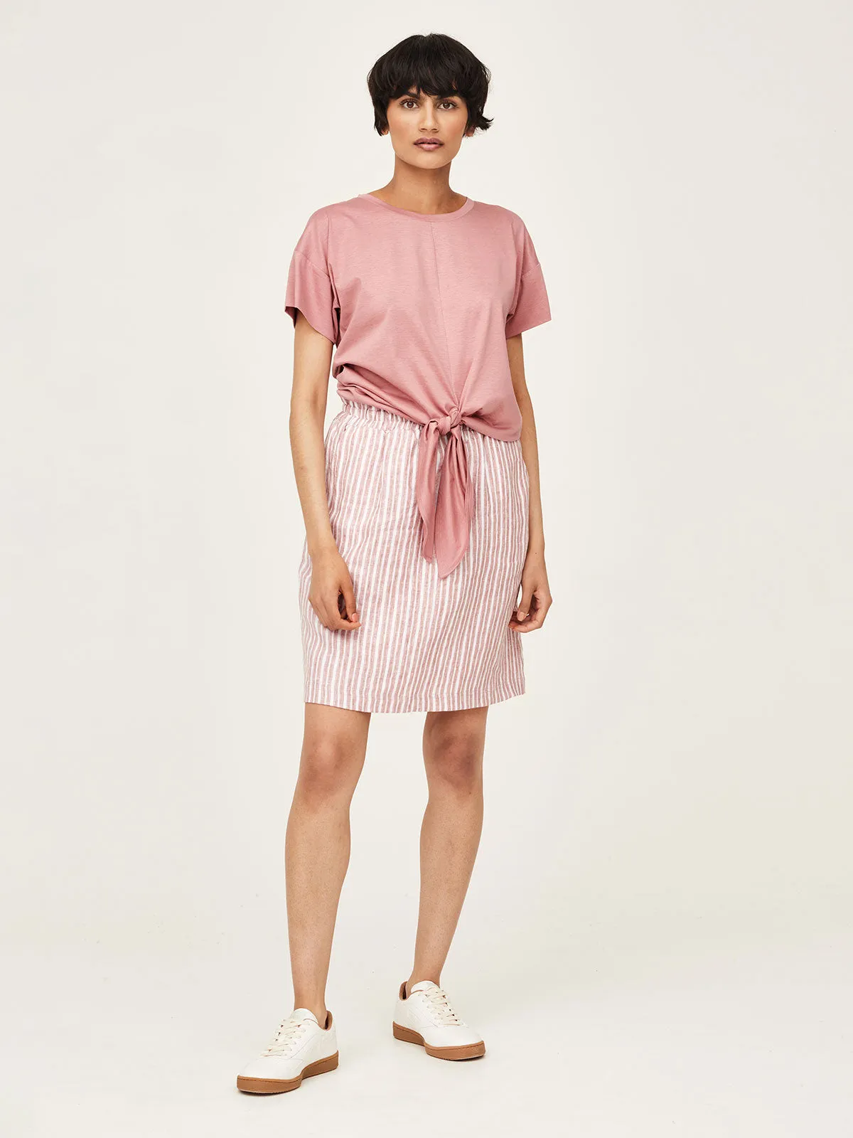 Azalea Hemp Striped Paper Bag Waist Skirt