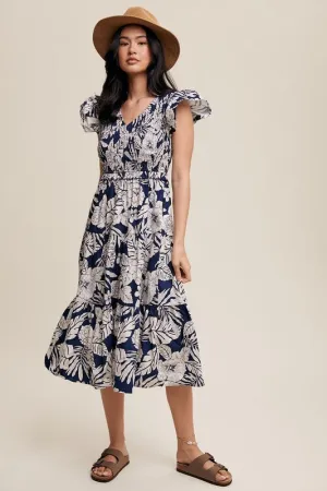 Bethie Ruffle Sleeve Midi Dress