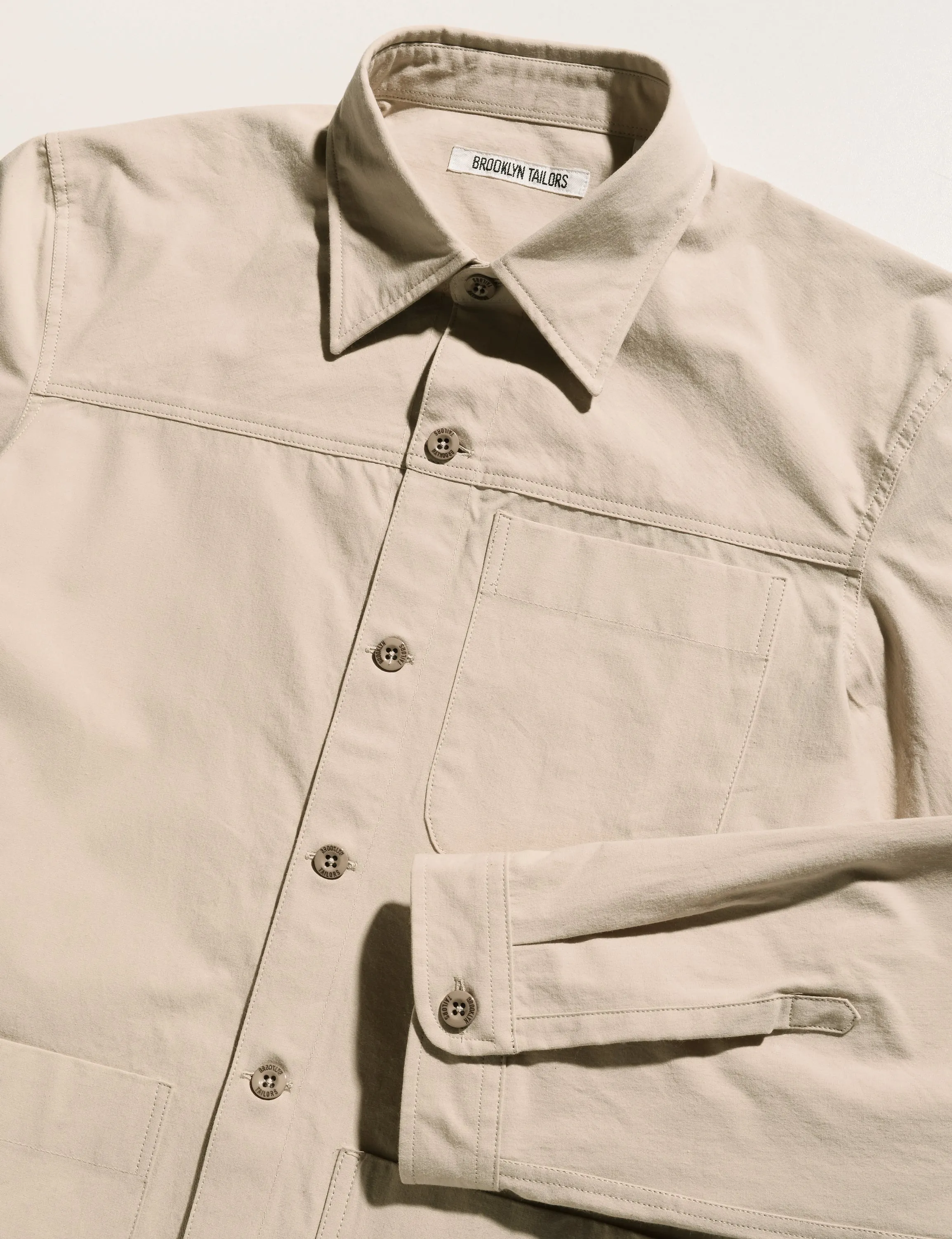 BKT15 Shirt Jacket in Crisp Cotton - Sand