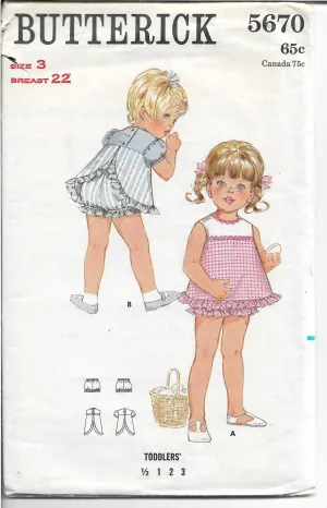 Butterick 5670 Toddlers Dress Blooomers Vintage Sewing Pattern 1960s