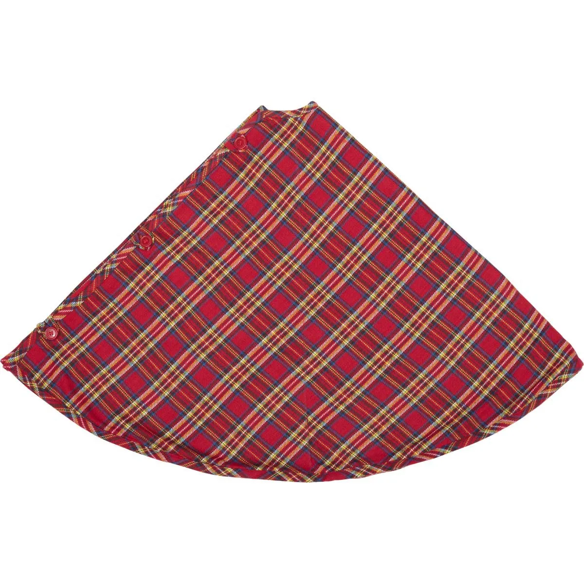 Christmas Tree Skirt 48 inch Galway Plaid Red Blue Yellow Holiday Decor VHC Brands