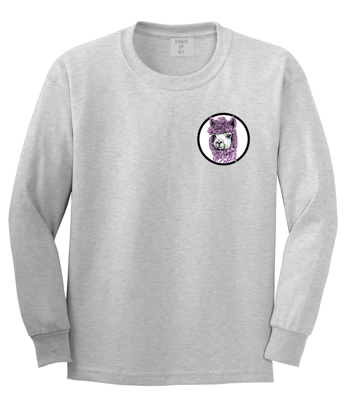 Cute Alpaca Face Circle Chest Mens Long Sleeve T-Shirt