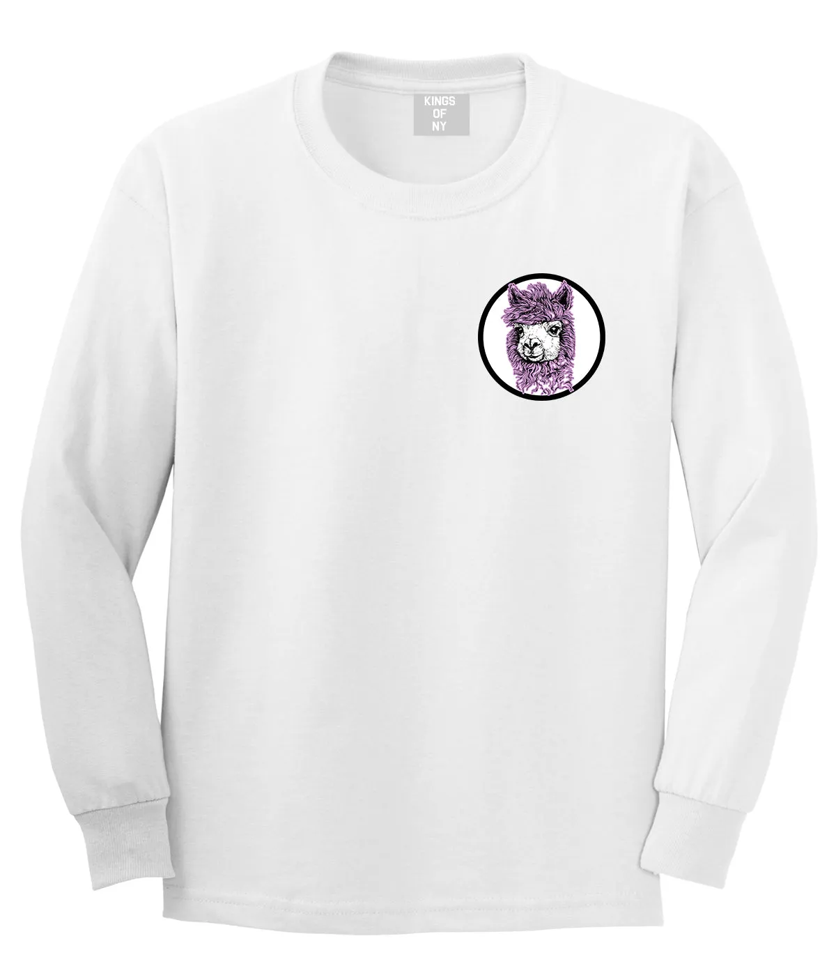 Cute Alpaca Face Circle Chest Mens Long Sleeve T-Shirt