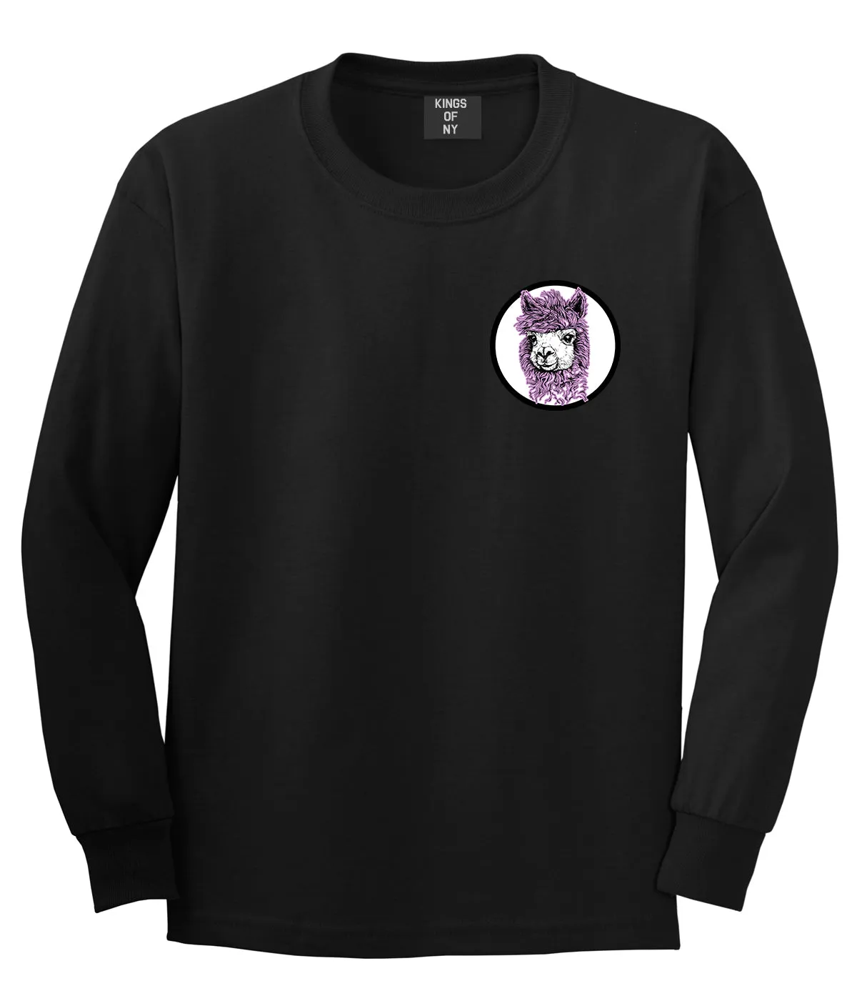 Cute Alpaca Face Circle Chest Mens Long Sleeve T-Shirt