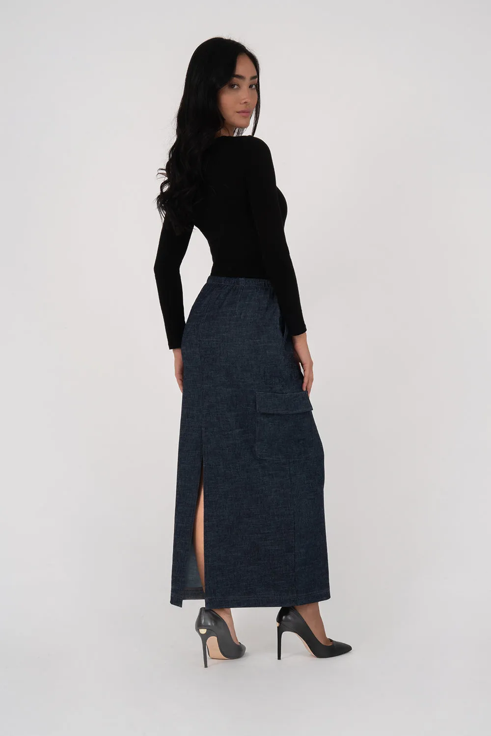 Denim by Nature™ Winnie Maxi Cargo Skirt