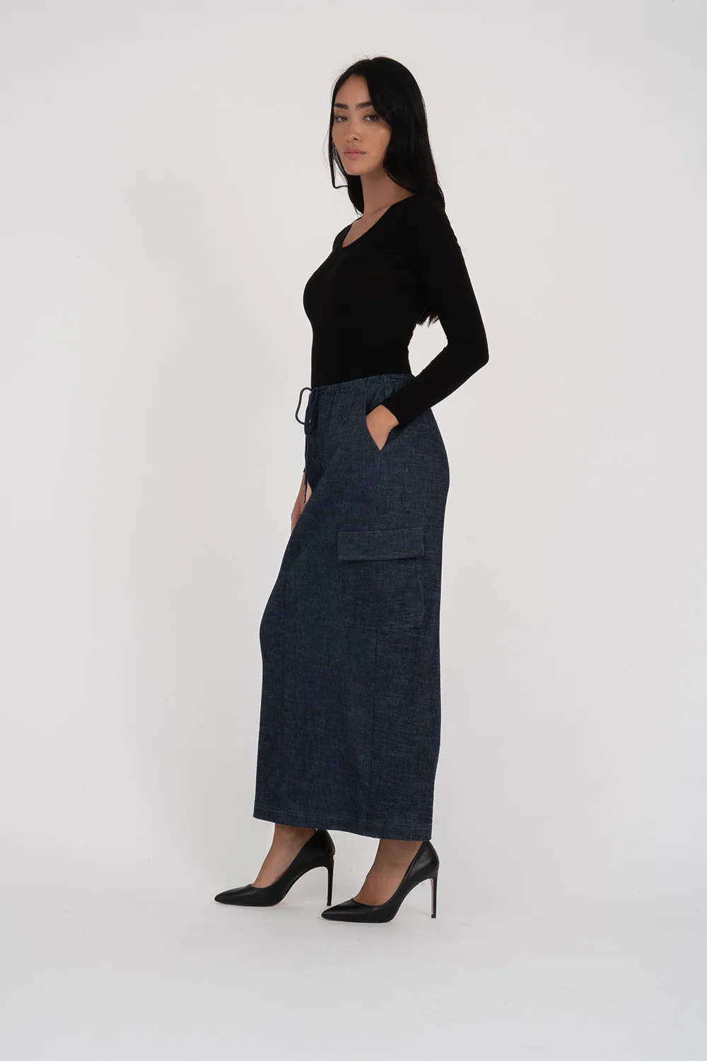 Denim by Nature™ Winnie Maxi Cargo Skirt