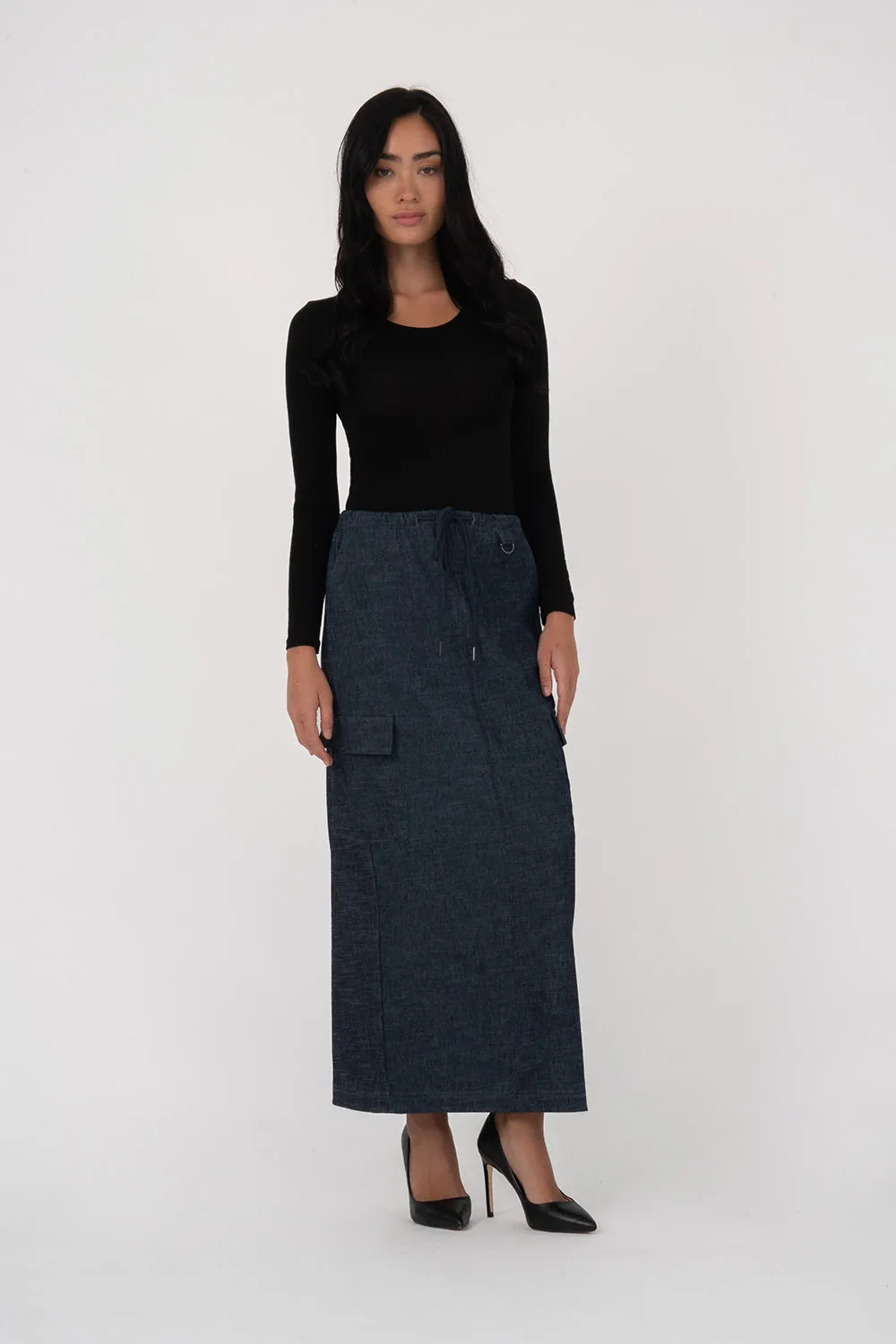 Denim by Nature™ Winnie Maxi Cargo Skirt