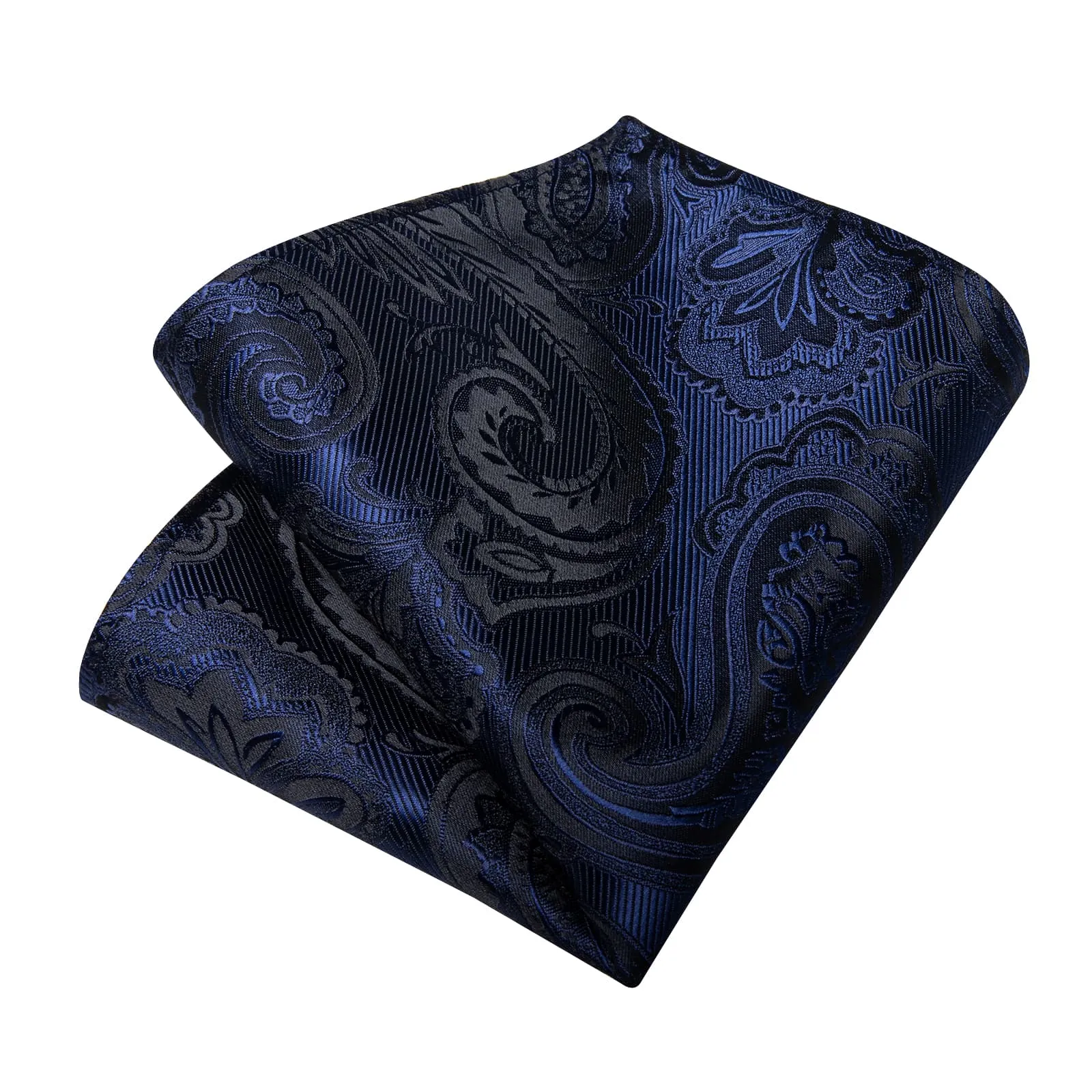 DiBanGu Dress Tie Berry Blue Floral Men's Silk Tie Handkerchief Cufflinks Set