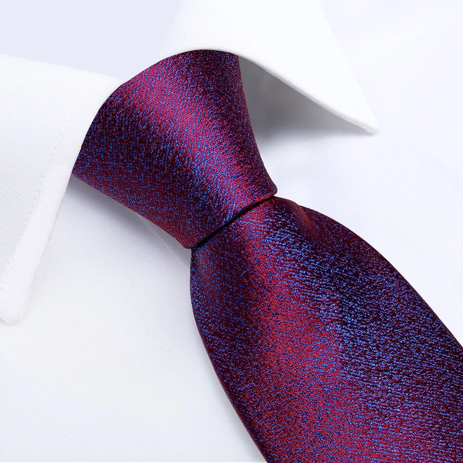 DiBanGu Silk Tie Purple Blue Solid Men's Tie Pocket Square Cufflinks Set