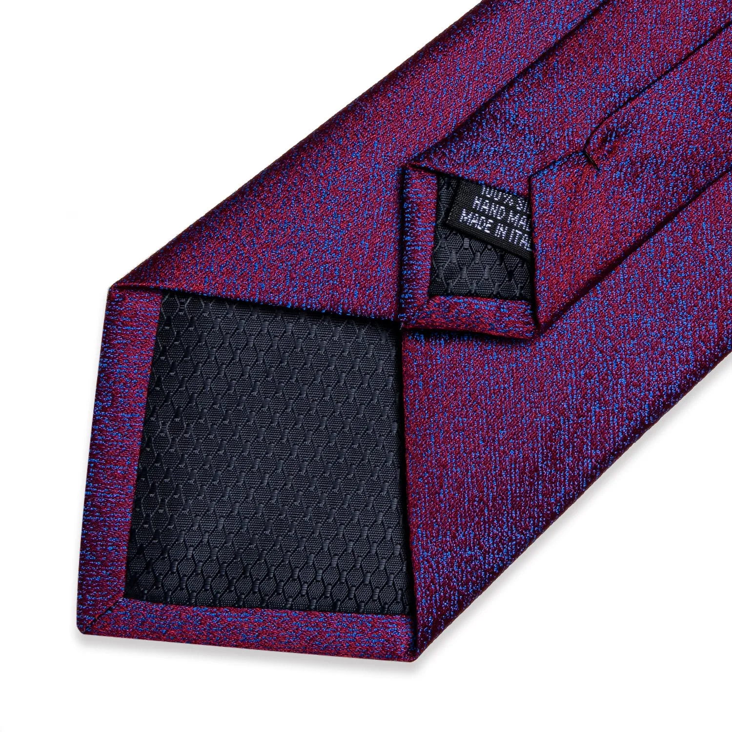 DiBanGu Silk Tie Purple Blue Solid Men's Tie Pocket Square Cufflinks Set