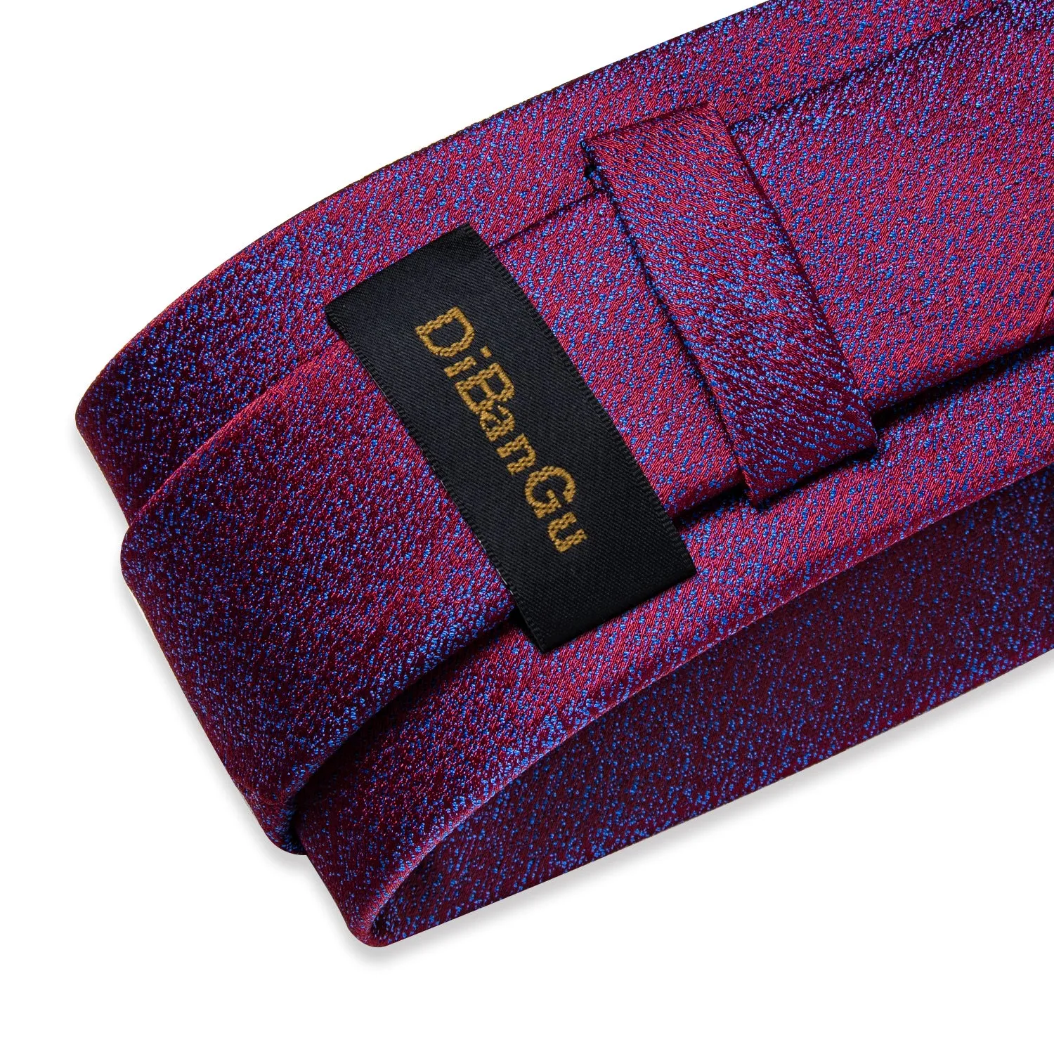 DiBanGu Silk Tie Purple Blue Solid Men's Tie Pocket Square Cufflinks Set