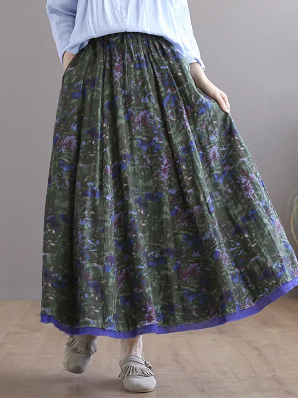 Double Layers Floral Printing Skirt