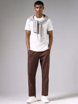 ETA Coco Brown Cotton Slim-Fit Mid-Rise Chinos