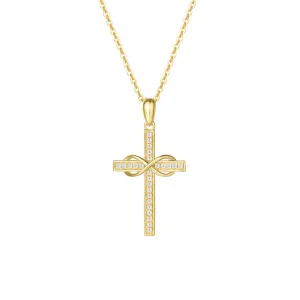 FANCIME Diamond Infinity Cross 9K Yellow Gold Necklace