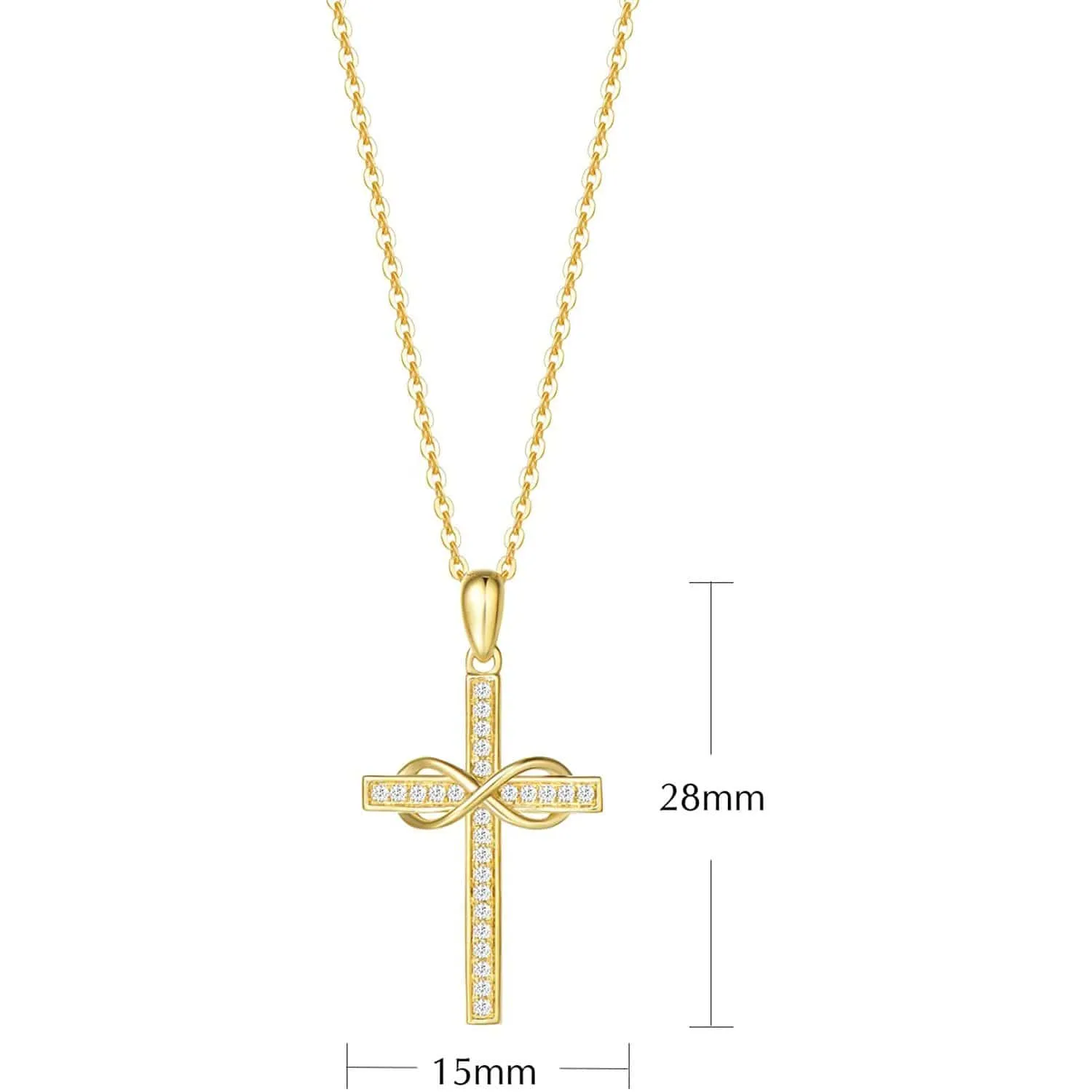 FANCIME Diamond Infinity Cross 9K Yellow Gold Necklace