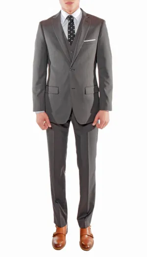 Ferrecci Mens Savannah Charcoal Slim Fit 3 Piece Suit