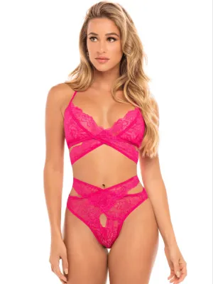 Flirty Pink Lace Bralette Set