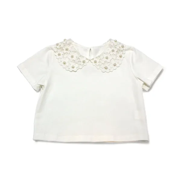 Floral Crochet Collar Tee