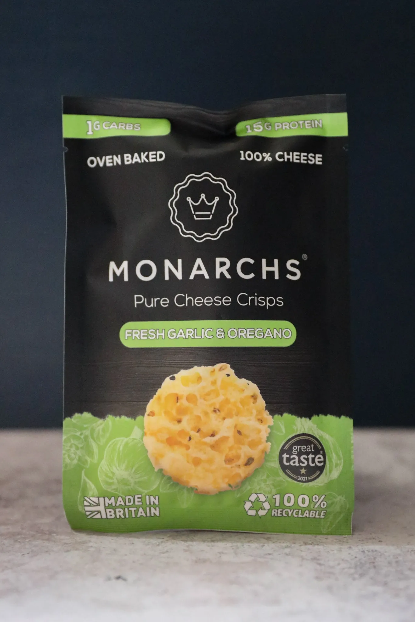 Fresh Garlic & Oregano Cheese Crisps, Monarchs