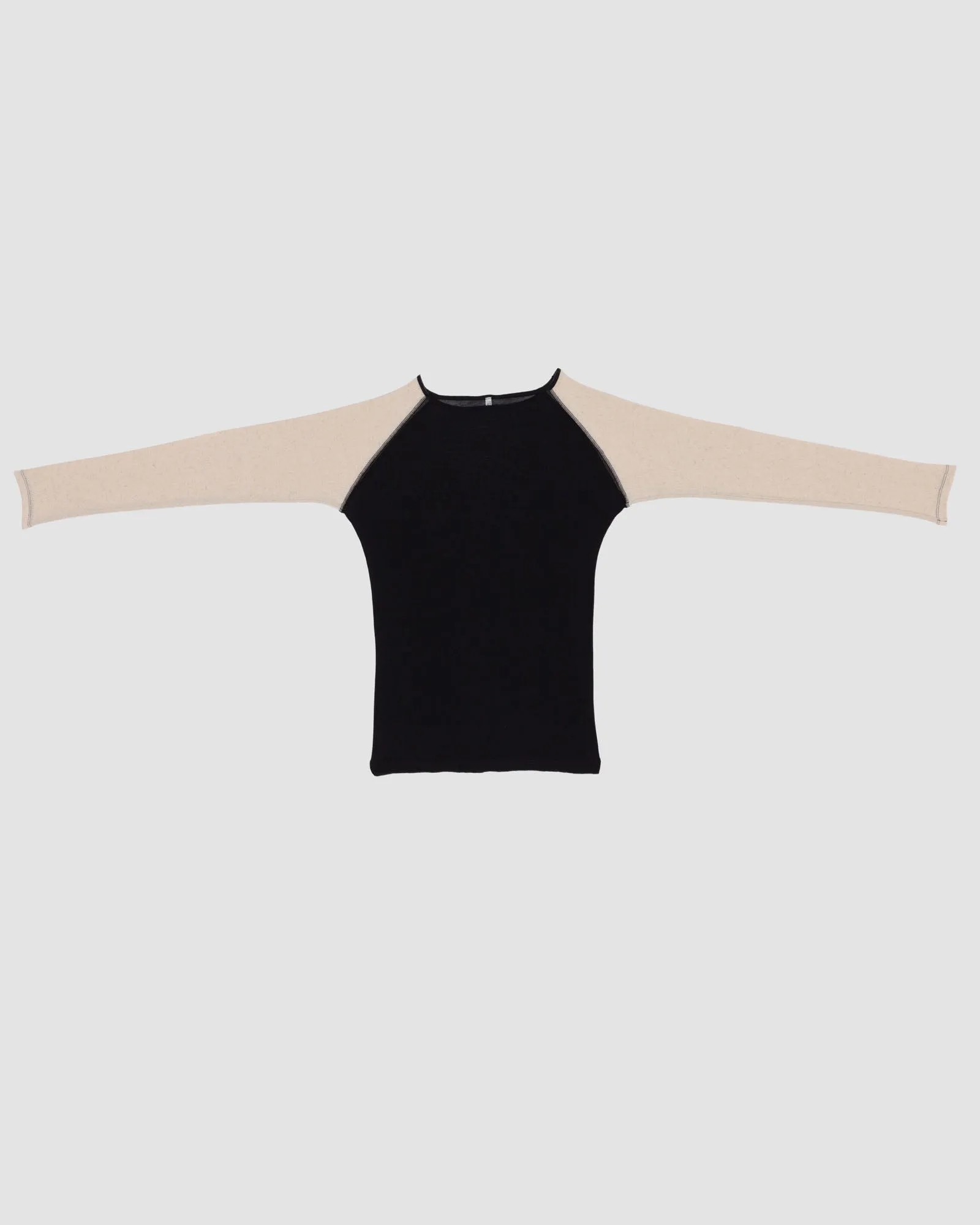 Gene Long Sleeve Tee - Organic Cotton Gauze - Black / Undyed