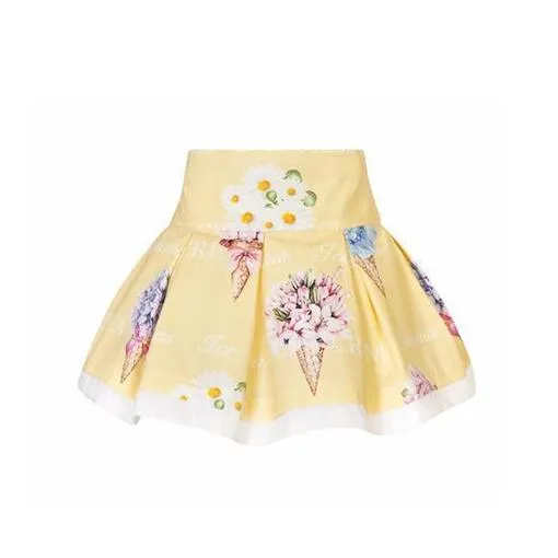 Girls Yellow Floral Skirt