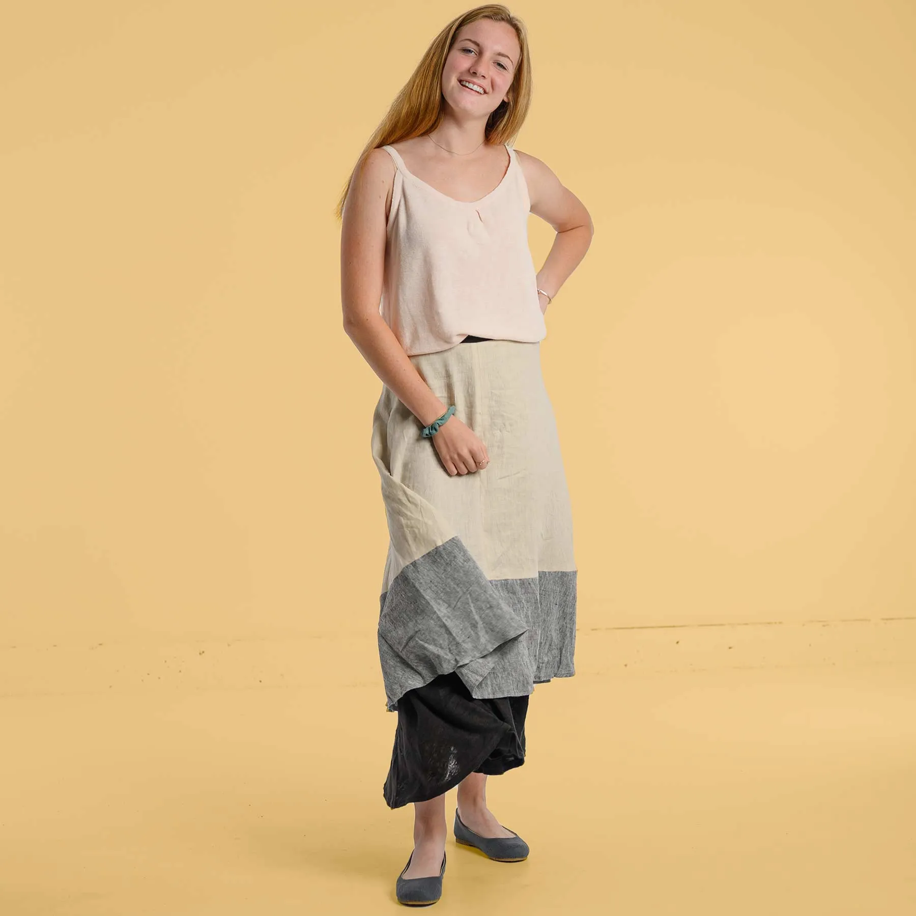 HABANERA 100% Organic Hemp Long Skirt (Multiple Woven & Knit Layers)