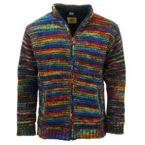 Hand Knitted Wool Jacket Cardigan - SD Black Rainbow