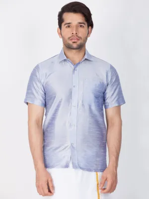 Jashvi Men's Lavender Silk Blend Ethnic Shirt