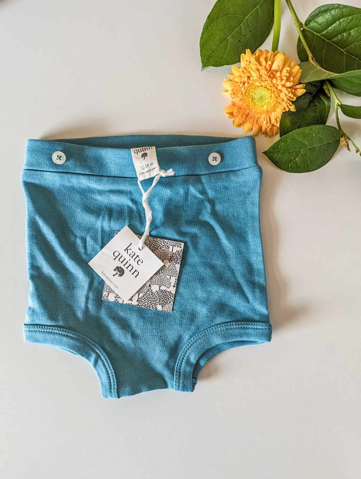 Kate Quinn Organic Cotton Retro Bloomers in Blue (12-18m)