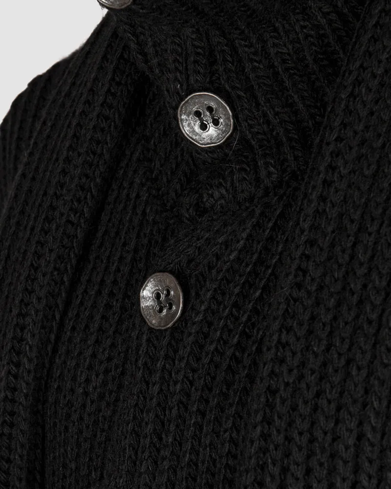 Knitted long buttoned cardigan