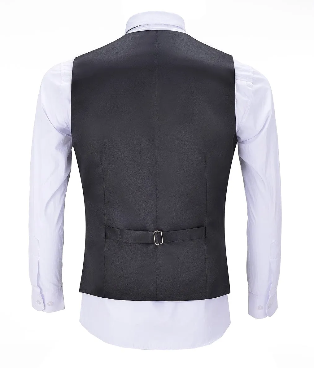 Men's Business Suit Vest V Neck Herringbone Dress Waistcoat