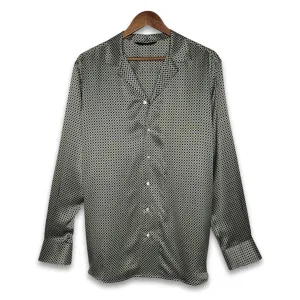 Mens Green and Blue Diamond Silk Shirt