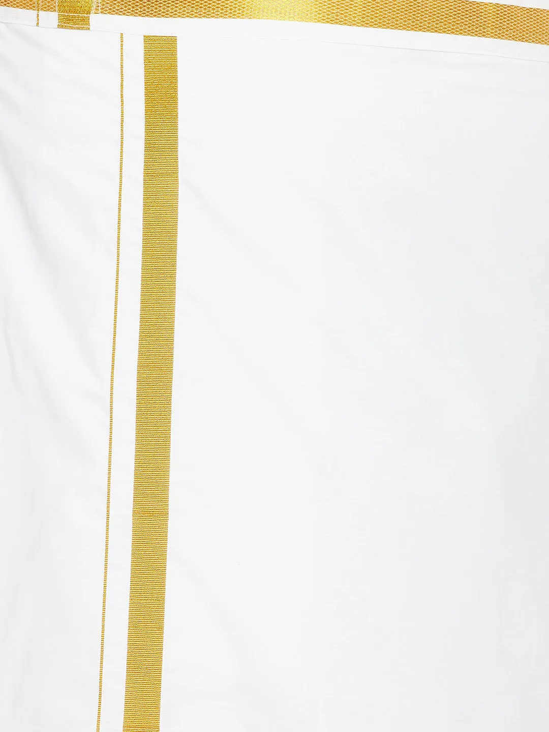 Men's Plus Gold And White Silk Blend Shirt And Mundu Set - Vastramay