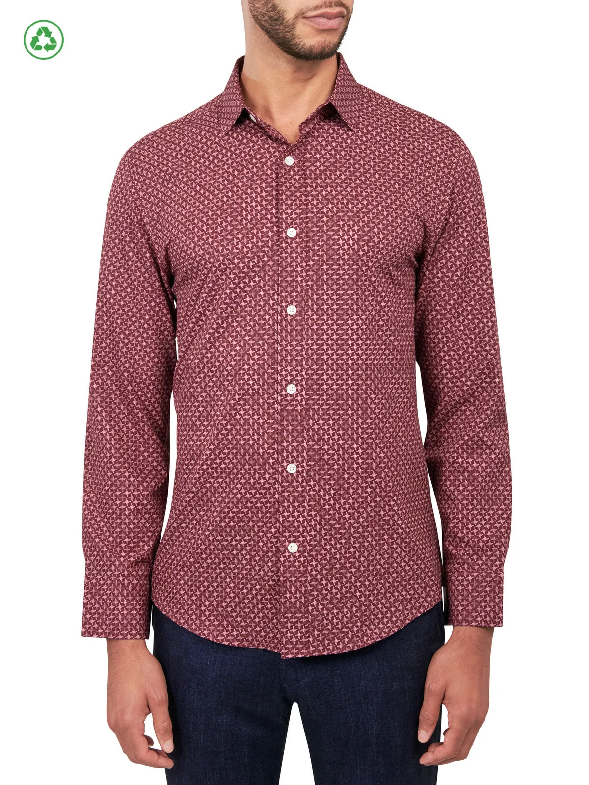 Micro Cross Hatch Long Sleeve Shirt