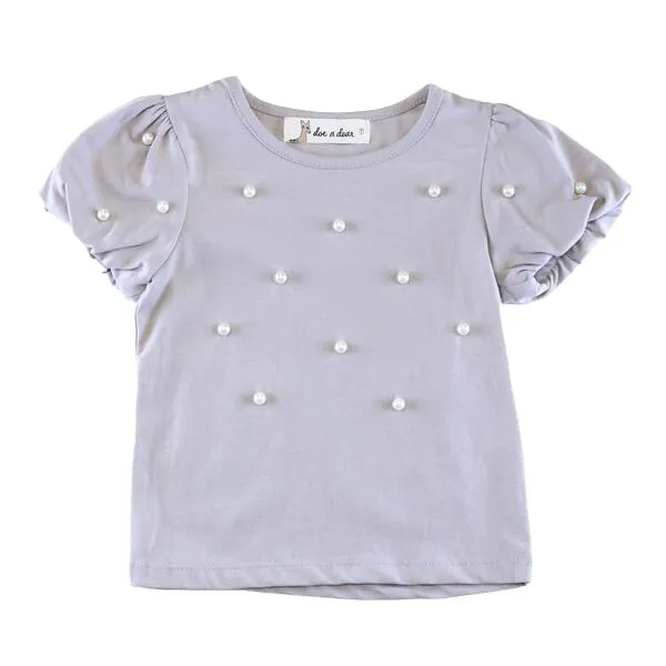 Pearl Embellished Puff Slv. Tee