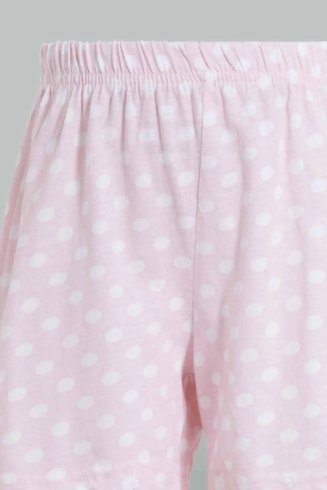 Pink And White Printed Pyjama Set For Girls (2 Piece)