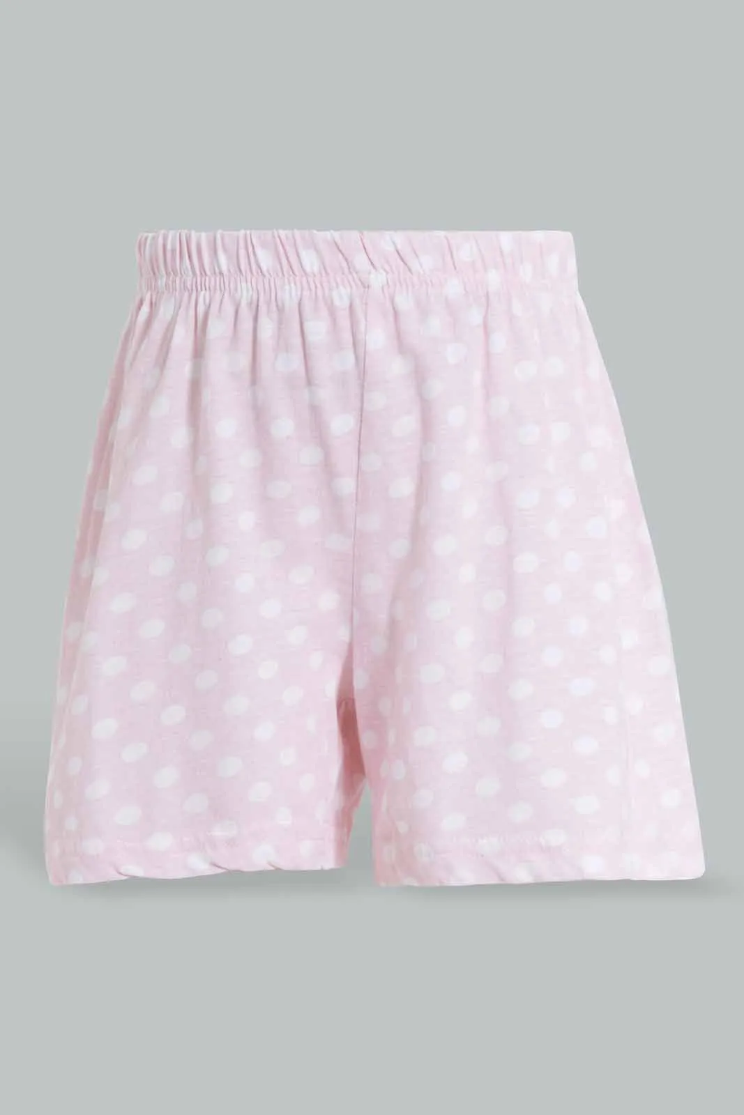 Pink And White Printed Pyjama Set For Girls (2 Piece)