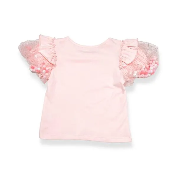 Pink Pom Pom Puff Slv Tee