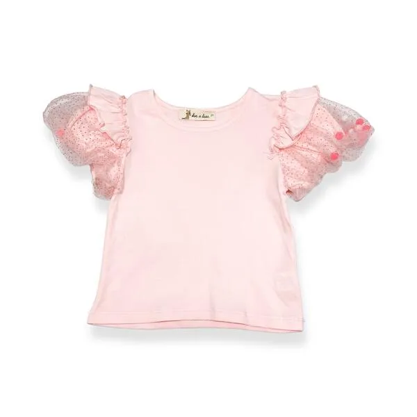 Pink Pom Pom Puff Slv Tee