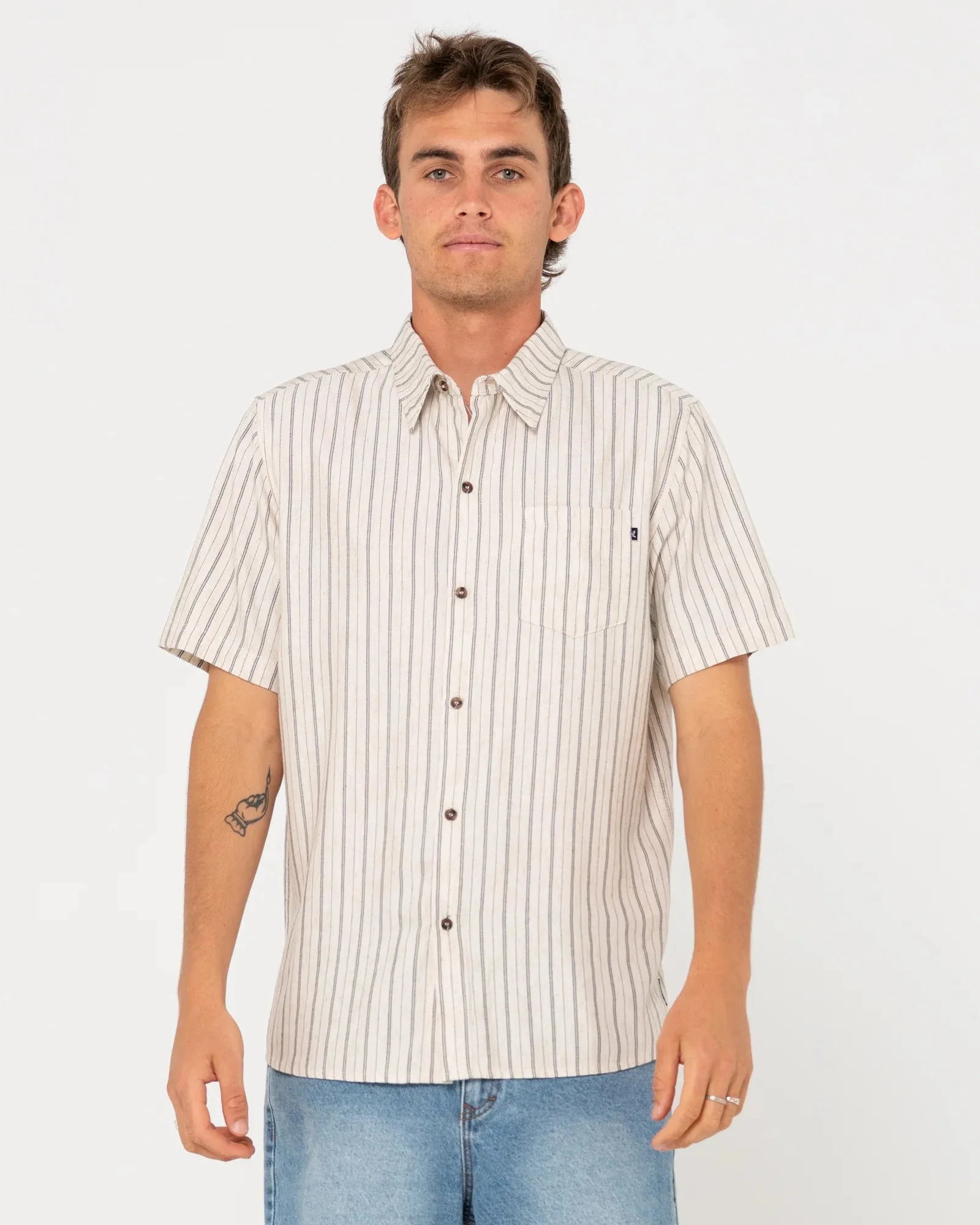 PINSTRIPE SHORT SLEEVE SHIRT