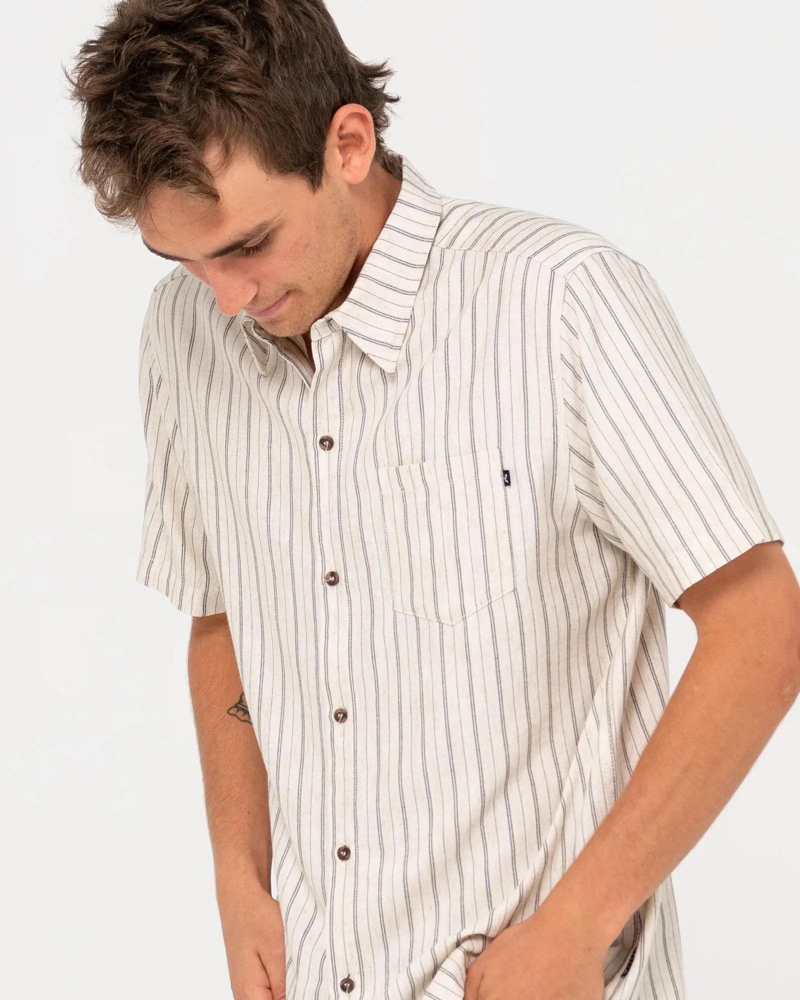 PINSTRIPE SHORT SLEEVE SHIRT