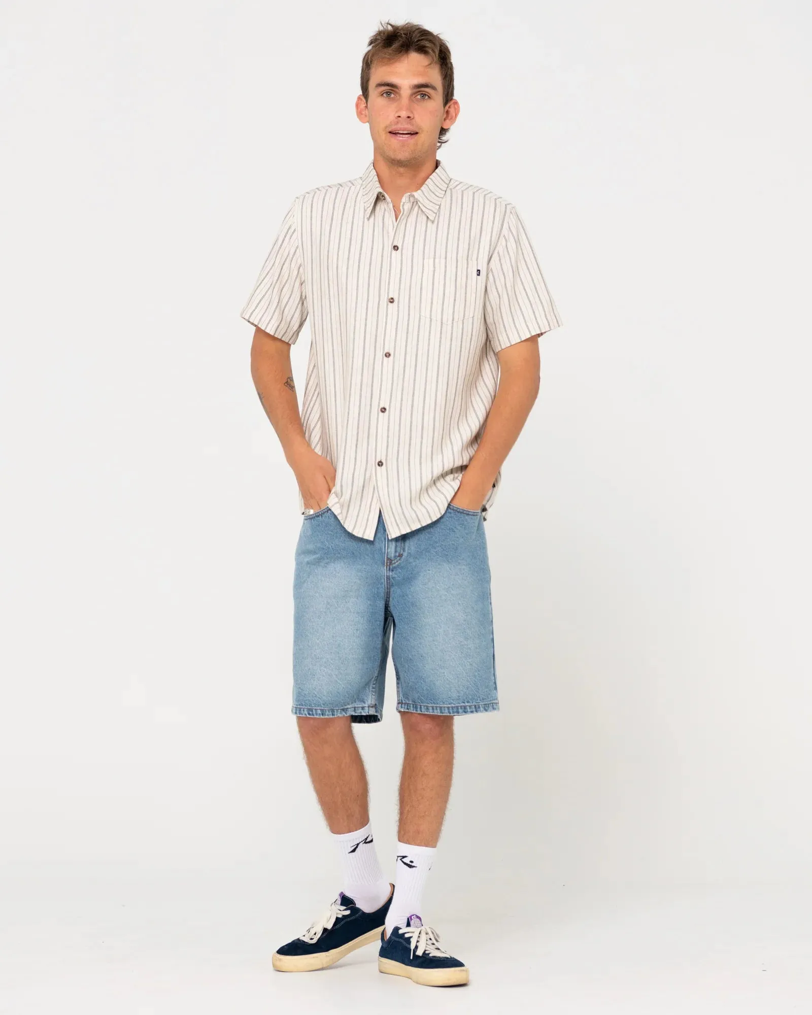 PINSTRIPE SHORT SLEEVE SHIRT