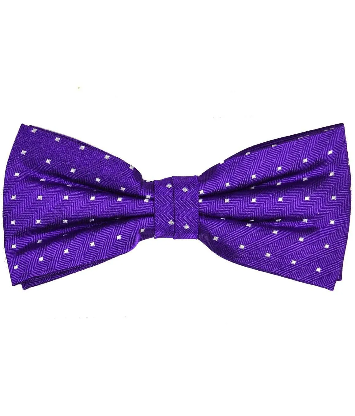 Purple and White Silk Bow Tie Set