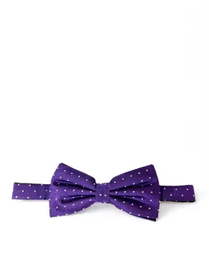 Purple and White Silk Bow Tie Set