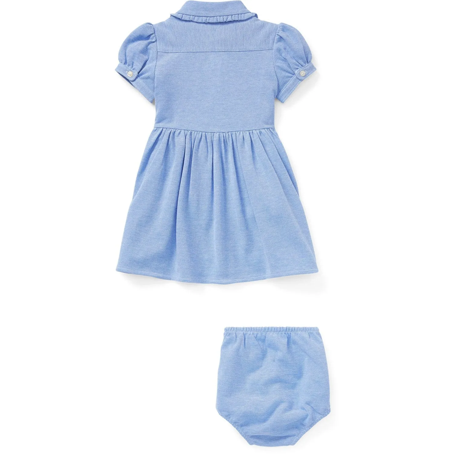 Ralph Lauren Baby Solid Oxford Dress & Bloomers Harbour Island Blue