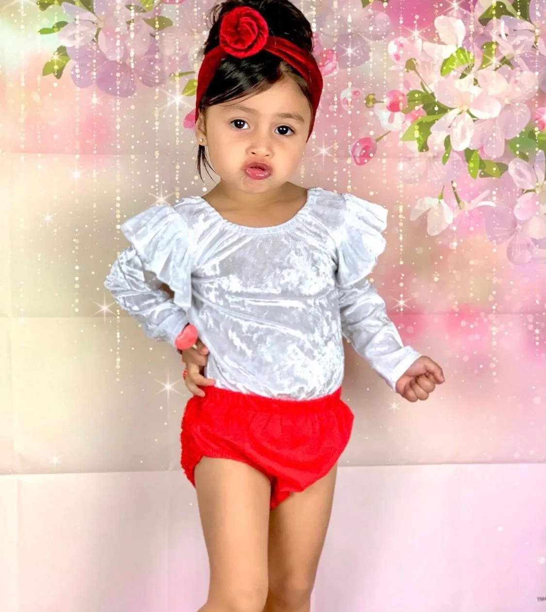 Red Floral Ruffle Bloomer