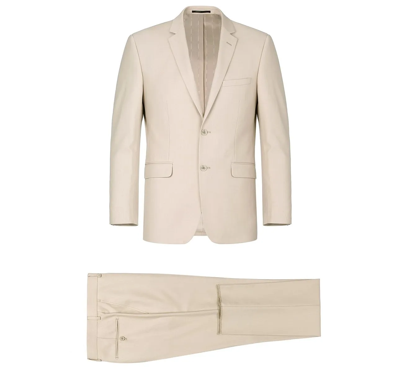 RENOIR Beige 2-Piece Classic Fit Single Breasted Notch Lapel Suit 201-3